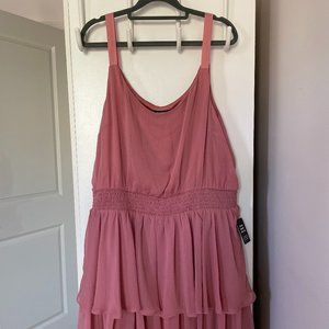 Express Dark Blush Tiered Baby Doll Dress with Slip, Size XL